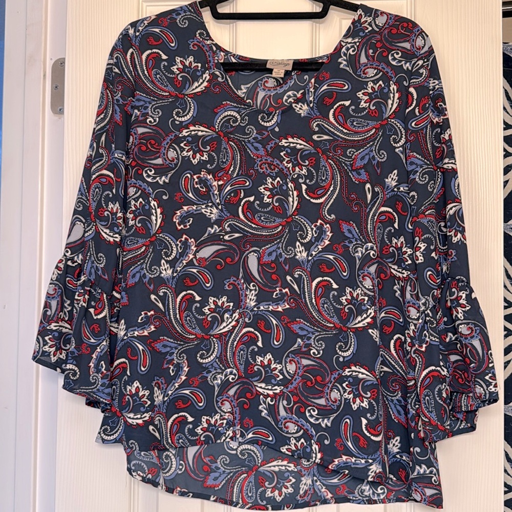 Red white and blue paisley Tunic